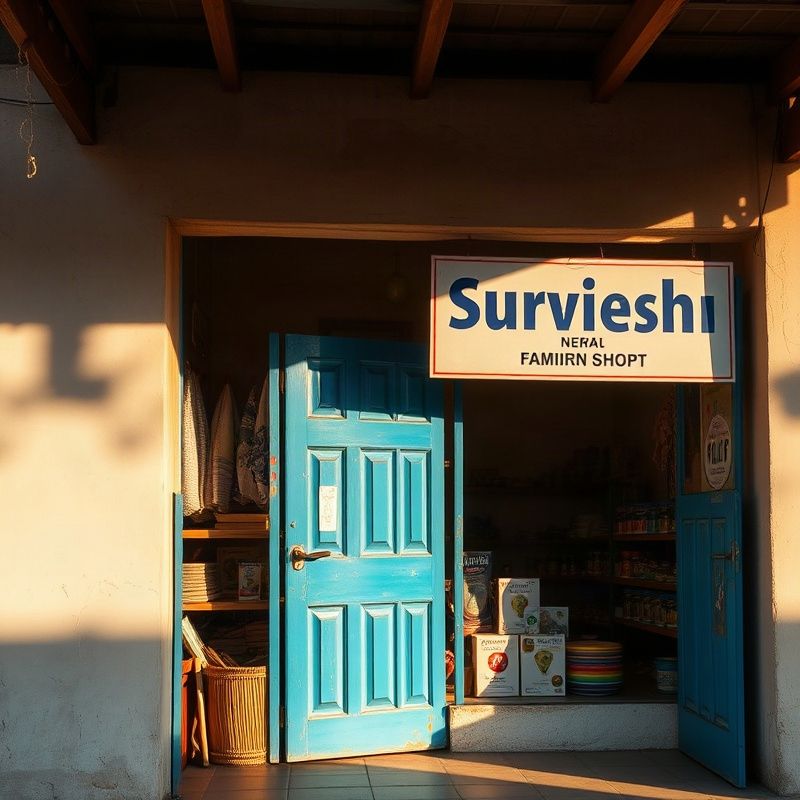 The azure-blue door of the Pulsepswift shop on Lamu Road, Malindi